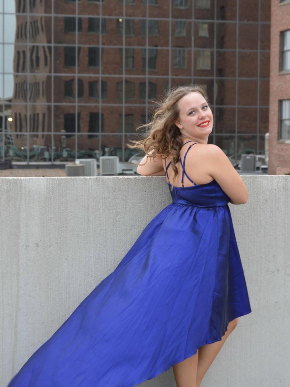 My Michelle Royal Blue High-Low Spaghetti Strap Dress